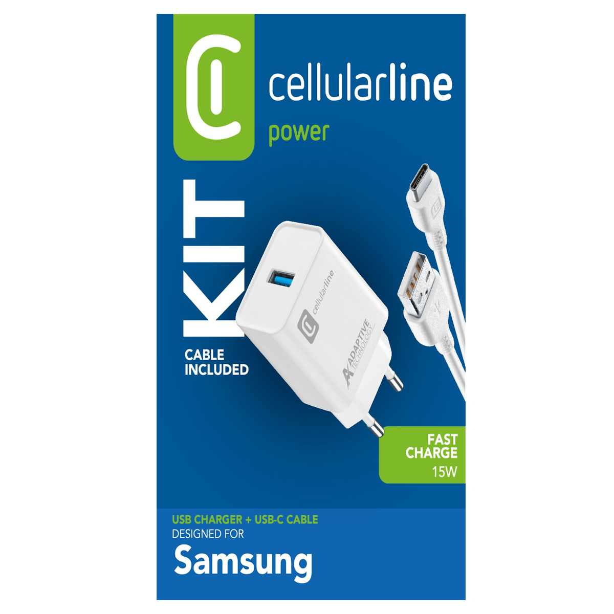 CELLULARLINE 15W TYPE-C SAMSUNG SEYAHAT ŞARJ SETİ BEYAZ